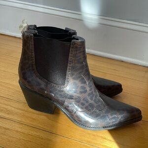 Sam Edelman leopard animal print cheetah western cowboy cowgirl rainboots point